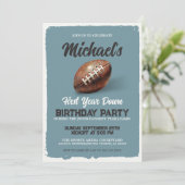 Invitation Vintage Blue Football Premier anniversaire (Debout devant)