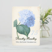 Invitation Vintage Blue Hydrangea 75e anniversaire Célébratio (Debout devant)