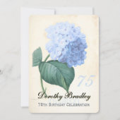 Invitation Vintage Blue Hydrangea 75e anniversaire Célébratio (Devant)