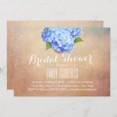 Invitation Vintage Blue Hydrangea Elégante Fête des mariées (Devant / Derrière)