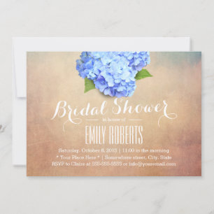 Invitation Vintage Blue Hydrangea Elégante Fête des mariées