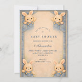 Invitation Vintage Blue Jeans Bunny Nursery  Baby Shower (Devant)