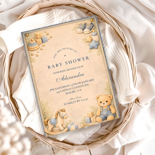 Invitation Vintage Blue Jeans Classic Baby Shower