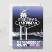 Invitation Vintage Blue Las Vegas Mariage moderne invite (Devant)