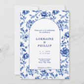 Invitation Vintage Blue logiciel mariage Floral (Devant)