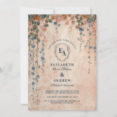 Invitation Vintage Blue Morning Glory Mariage (Devant)