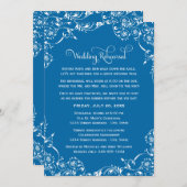Invitation Vintage Blue Scrolls Répétition Mariage et dîner (Devant / Derrière)