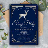 Invitation Vintage Blue Silver Stag