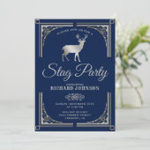 Invitation Vintage Blue Silver Stag (Debout devant)