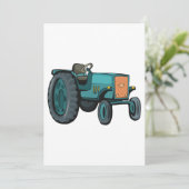 Invitation Vintage Blue Tracteur (Debout devant)