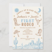 Invitation Vintage Blue Twins Premier Rodéo 1er Anniversaire (Devant)