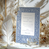 Invitation Vintage Blue William Morris Style Mariage