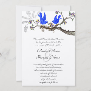 Invitation Vintage Bluebirds Mariage jaune et violet Inviter
