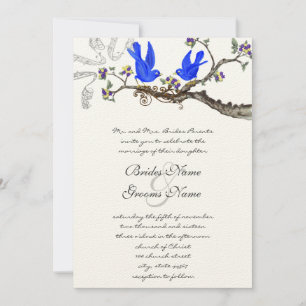 Invitation Vintage Bluebirds Mariage jaune et violet Inviter