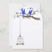 Invitation Vintage Bluebirds Royal Blue Blooms Mariage (Dos)
