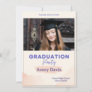 Invitation Vintage Blush Blue Watercolor Botanical Floral