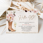 Invitation Vintage Blush Boho Floral Cowgirl 40e anniversaire<br><div class="desc">Vintage Blush Boho Floral Cowgirl 40e Anniversaire Invitation Cowgirl boot bonjour 40 anniversaire invitation dans un style rustique avec une aquarelle faible arrière - plan et bordure décorative. Cette invitation à l'anniversaire d'une jeune fille à thème rustique comprend également une coupe de champagne et une direction de calligraphie moderne.</div>