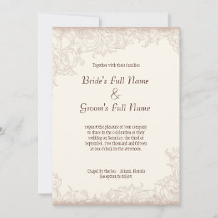 Invitation Vintage Blush Rose Floral Lace Mariage