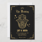 Invitation Vintage Bohemian art symbols wedding (Devant)