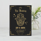 Invitation Vintage Bohemian art symbols wedding (Debout devant)