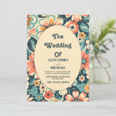 Invitation Vintage Bohemian Retro Mariage Décontracté (Debout devant)