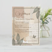 Invitation Vintage boho chic verdure mariage monogramme  (Debout devant)