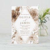 Invitation Vintage Boho Floral Frame Mariage (Debout devant)