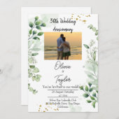 Invitation Vintage Boho Greenery Wedding Anniversary  (Devant / Derrière)