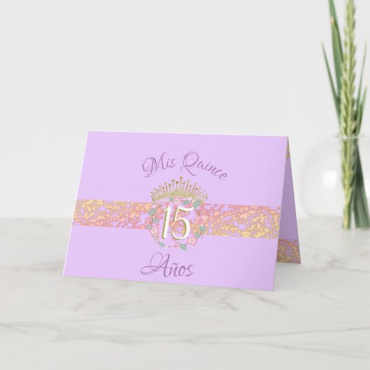 Invitation Vintage Boho Lilac et Gold Quinceañera espagnol (Devant)