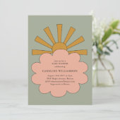 Invitation Vintage Boho Pastels Sunshine Cloud Baby shower (Debout devant)