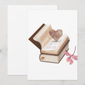 Invitation  Vintage Book Aesthetic with Heart Map & Botanical (Devant / Derrière)