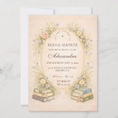 Invitation Vintage Bookstack Garden Bridal Shower (Devant)