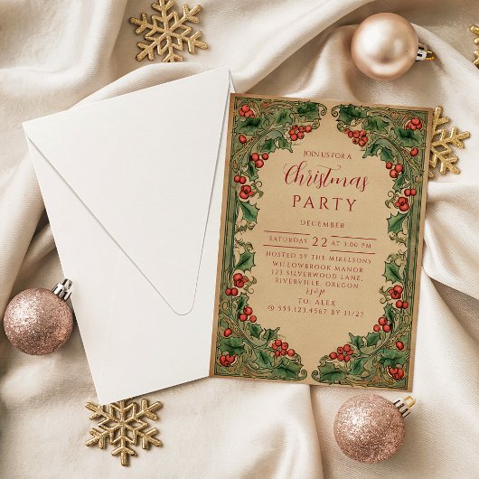 Invitation Vintage Botanical Holiday