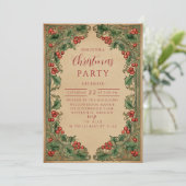 Invitation Vintage Botanical Holiday (Debout devant)