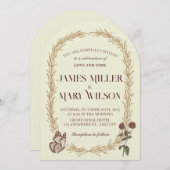 Invitation Vintage Botanical Oval Wedding Invite (Devant / Derrière)
