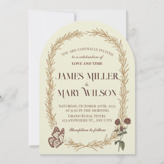 Invitation Vintage Botanical Oval Wedding Invite