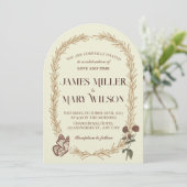 Invitation Vintage Botanical Oval Wedding Invite (Debout devant)