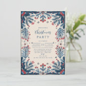 Invitation Vintage Botanical Red and Blue Holiday (Debout devant)