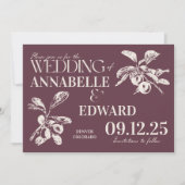 Invitation Vintage Botanical Wedding Plum Burgundy (Devant)