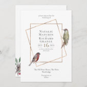 Invitation vintage botanique d'oiseaux rustiques (Devant / Derrière)