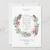 Invitation vintage botanique d'oiseaux rustiques (Devant)