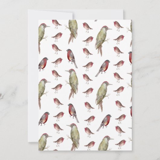 Invitation vintage botanique d'oiseaux rustiques (Dos)
