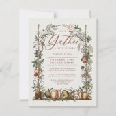 Invitation Vintage Botanique et Champignons Thanksgiving (Devant)