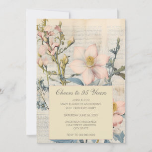 Invitation Vintage Botanique Fleur des Champs 95e Anniversair