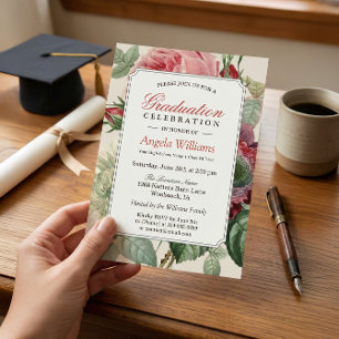 Invitation Vintage Botanique Floral Senior Graduation Party