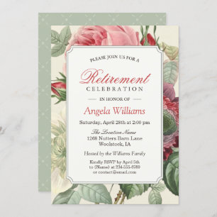 Invitation Vintage Botanique Florale Élégante Parti de retrai