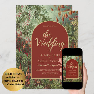 Invitation Vintage Botanique Terracotta Florals Arch MARIAGE