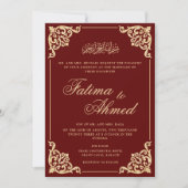 Invitation Vintage Bourgogne musulman Mariage (Devant)