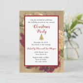 Invitation Vintage Bourgogne Rose Noël Fête de Noël (Debout devant)