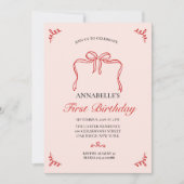 Invitation Vintage Bow rose Floral Élégant anniversaire (Devant)